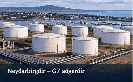 Olíubirgðageymar. AI-myndskreyting.
